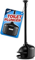 FORASTO Toilet Plunger with Holder - Powerful Double-Thrust Clog Remover, Hidden Cover, Ventilated Base, Black 19" Bathroom Accessory Kit