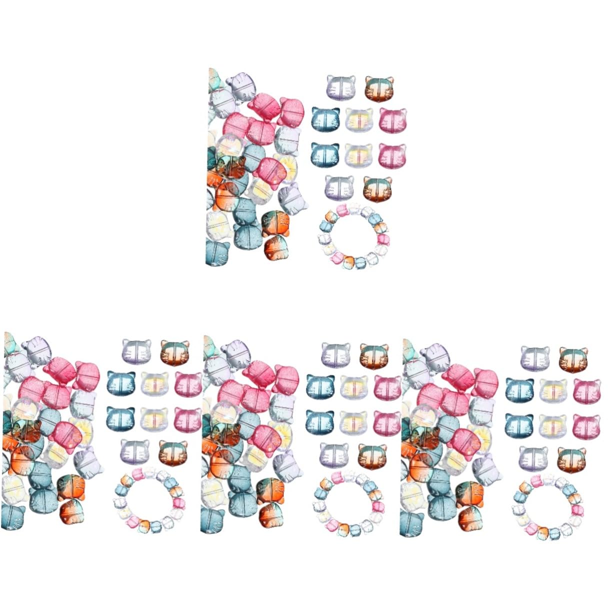 HOMSFOU Cuentas De Gato Para Pulseras De Cuentas Adorables Para Manualidades Y Bisutería Para Creación De Joyería Espaciadoras Y Accesorios De Diy 50 Piezas X 4