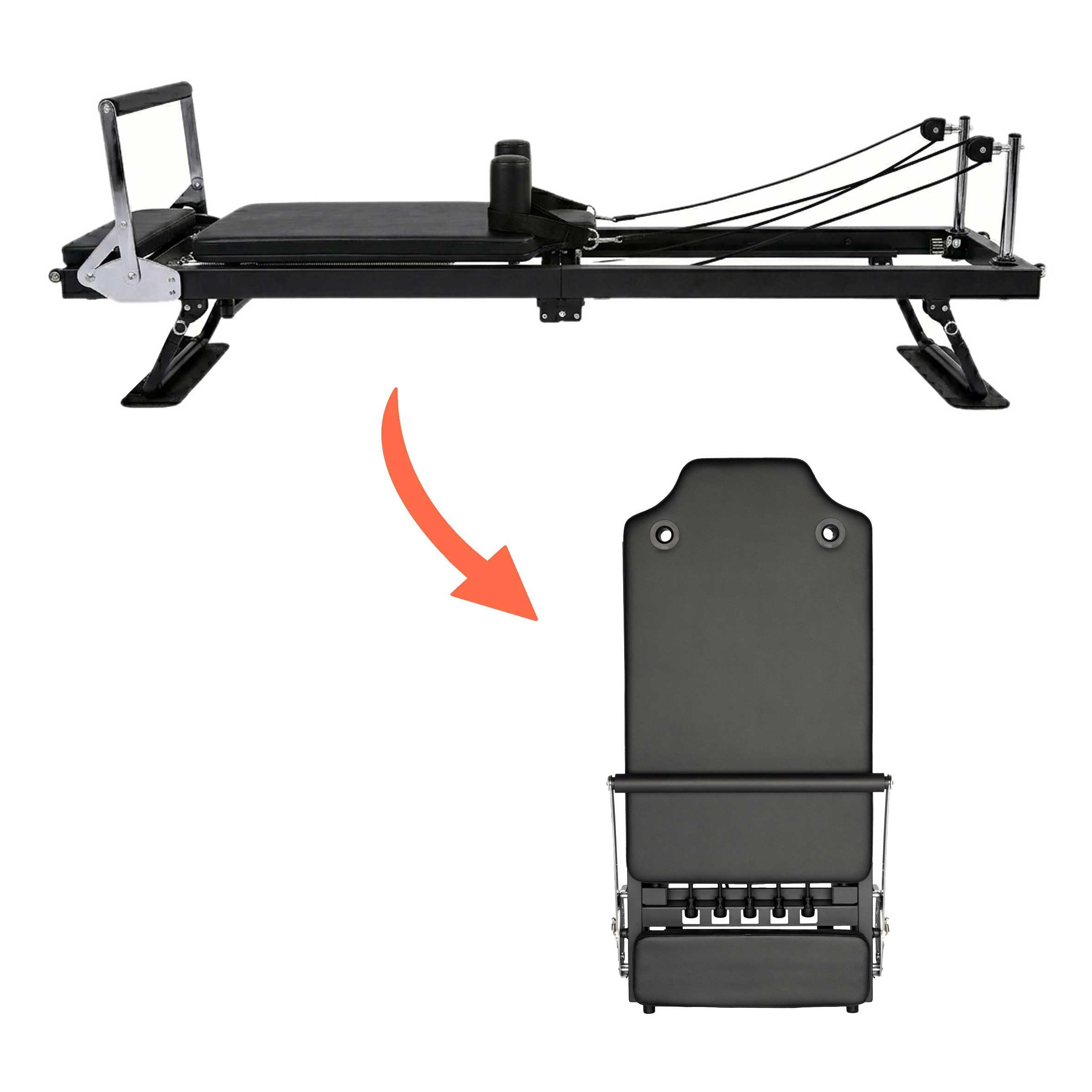 Pilates Reformer - Macchina pieghevole con 5 molle 190 x 57 cm, attrezzatura per l'allenamento a casa, carico fino a 125 kg, yoga Home Trainer per allenamento in posizione supina