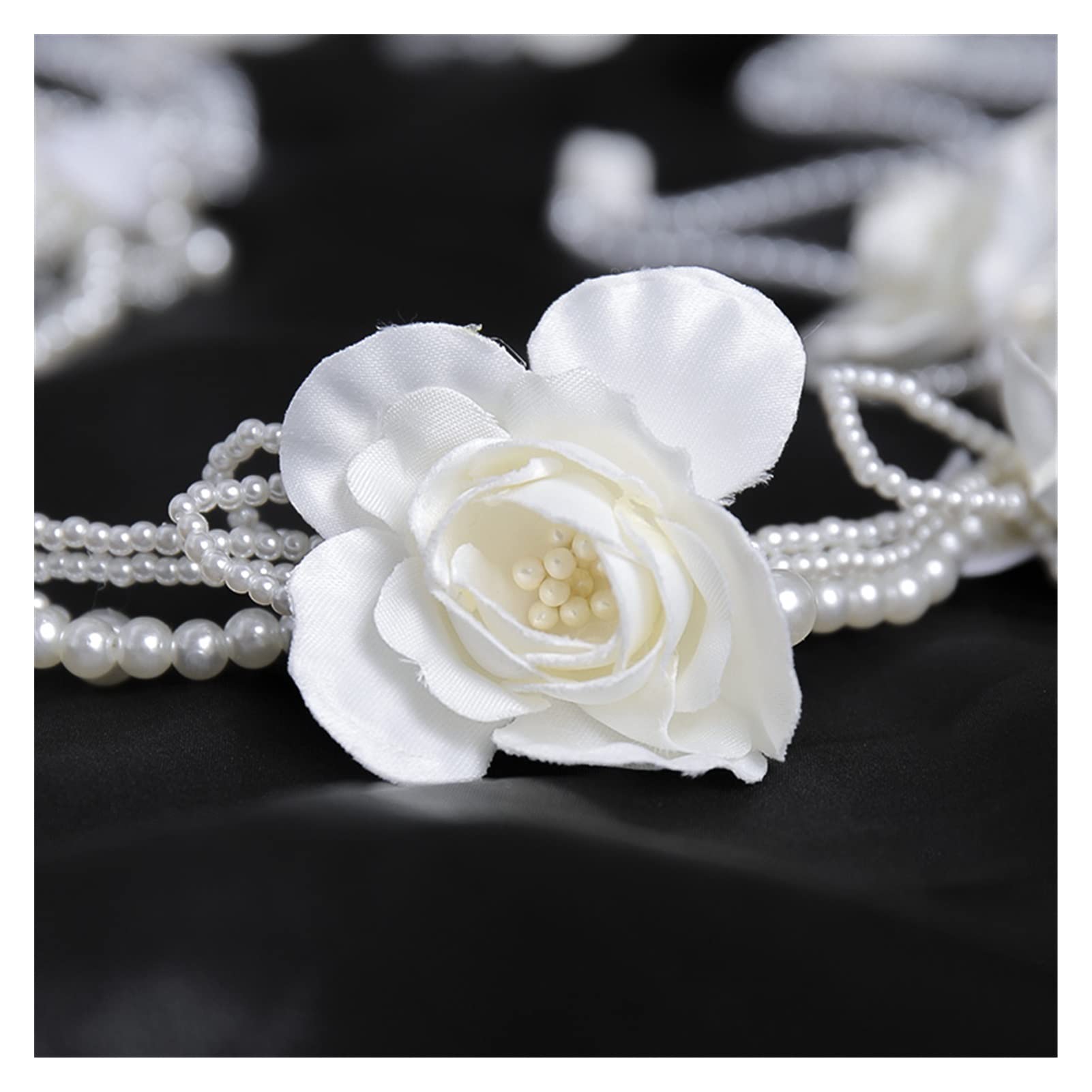 Girl Bride Flower Crown Hair Band Boda Floral Tadband Garland Flower Wreath Accesorios for el Cabello elástico Fiesta Boda (Metal Color : Silver)