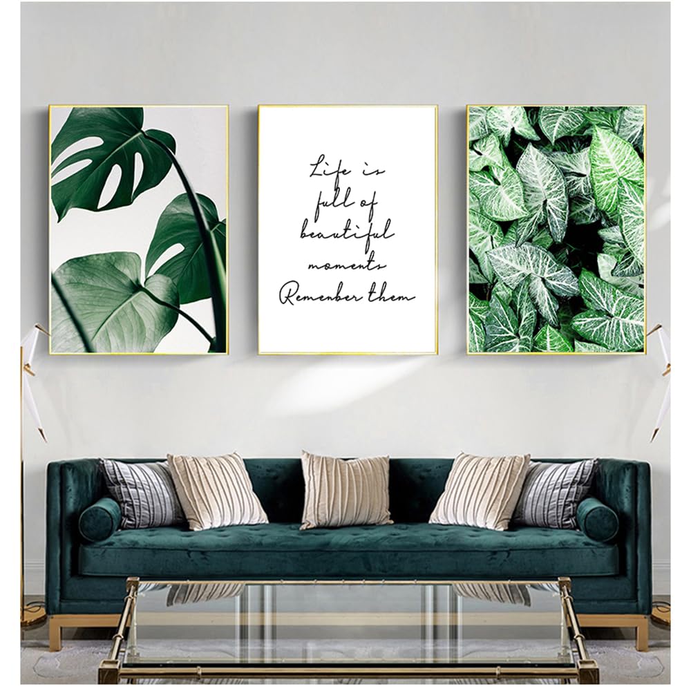 WBYZAC Wall Pictures-Abstract Wall Painting Art Poster Nordic Botanical Print Picture for Living Room Bedroom Kitchen Home Decor Green Plant Canvas-40 * 50cm*3PCS (No Frame)