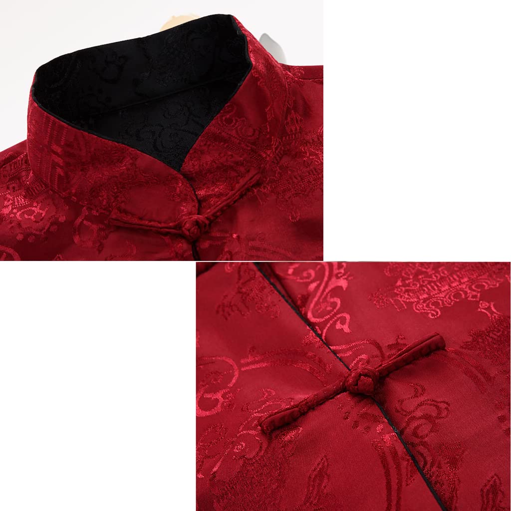 Costume Tang pour Hommes, Veste réversible, vêtements Traditionnels Chinois, Chemise de Kung Fu, Uniforme à Manches Longues(Jaune-Large-X-Large