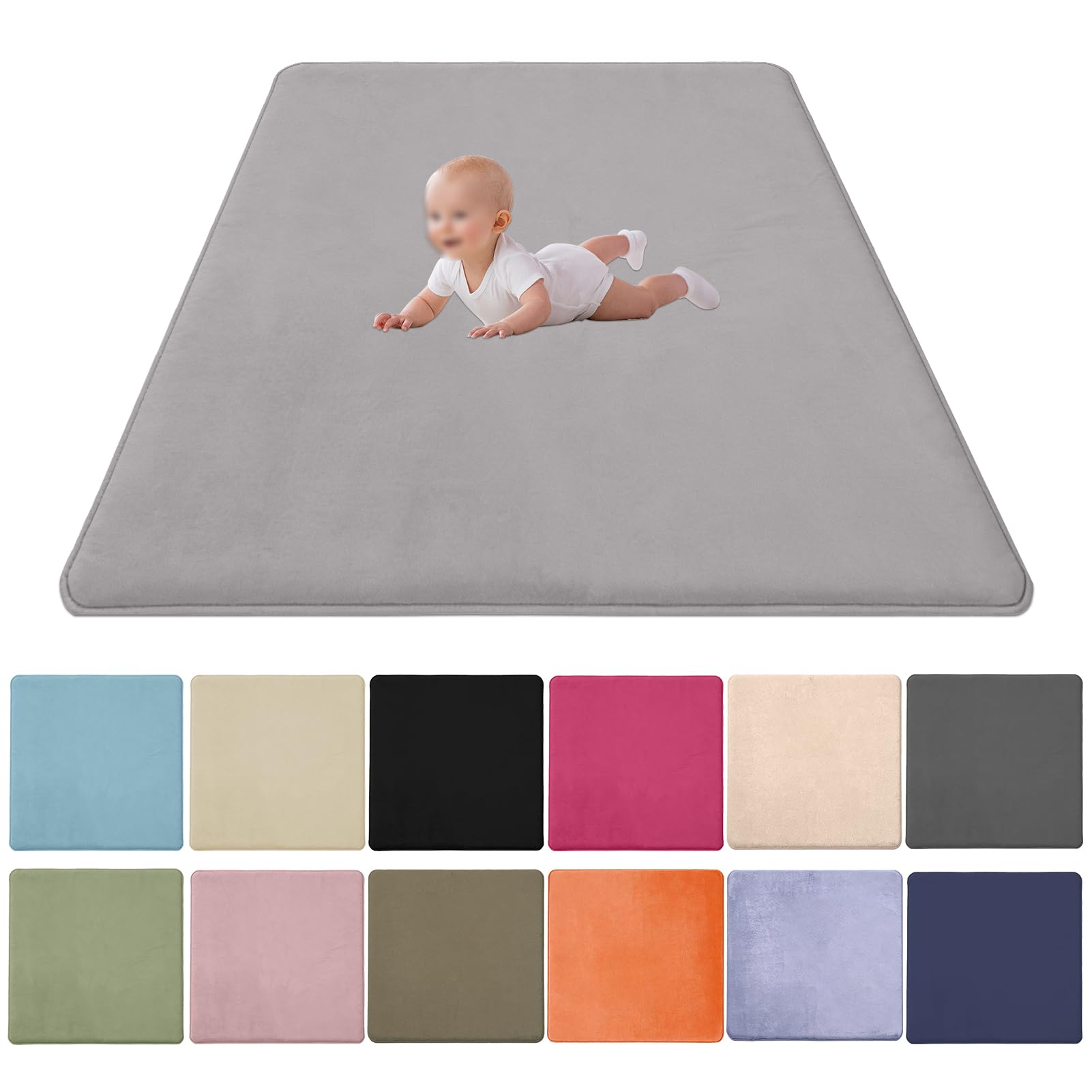 2CM Thick Coral Velvet Baby Play Mat, Baby Crawling Mat Nursery Rug for Crawling & Playing for Bedroom Kids Room, Nursery Babies Mats for Floor Play with Non-slip Backing 40x60cm/15.75x23.62inch — image 1