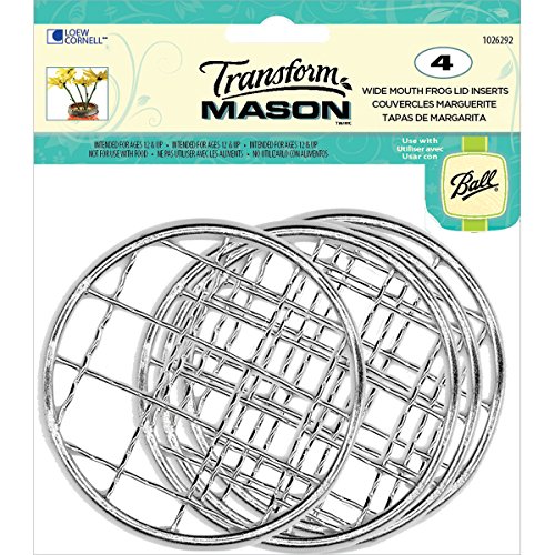 Loew-Cornell Transform Mason Ball Lid Inserts 4/Pkg, Silver Frog - Wide Mouth