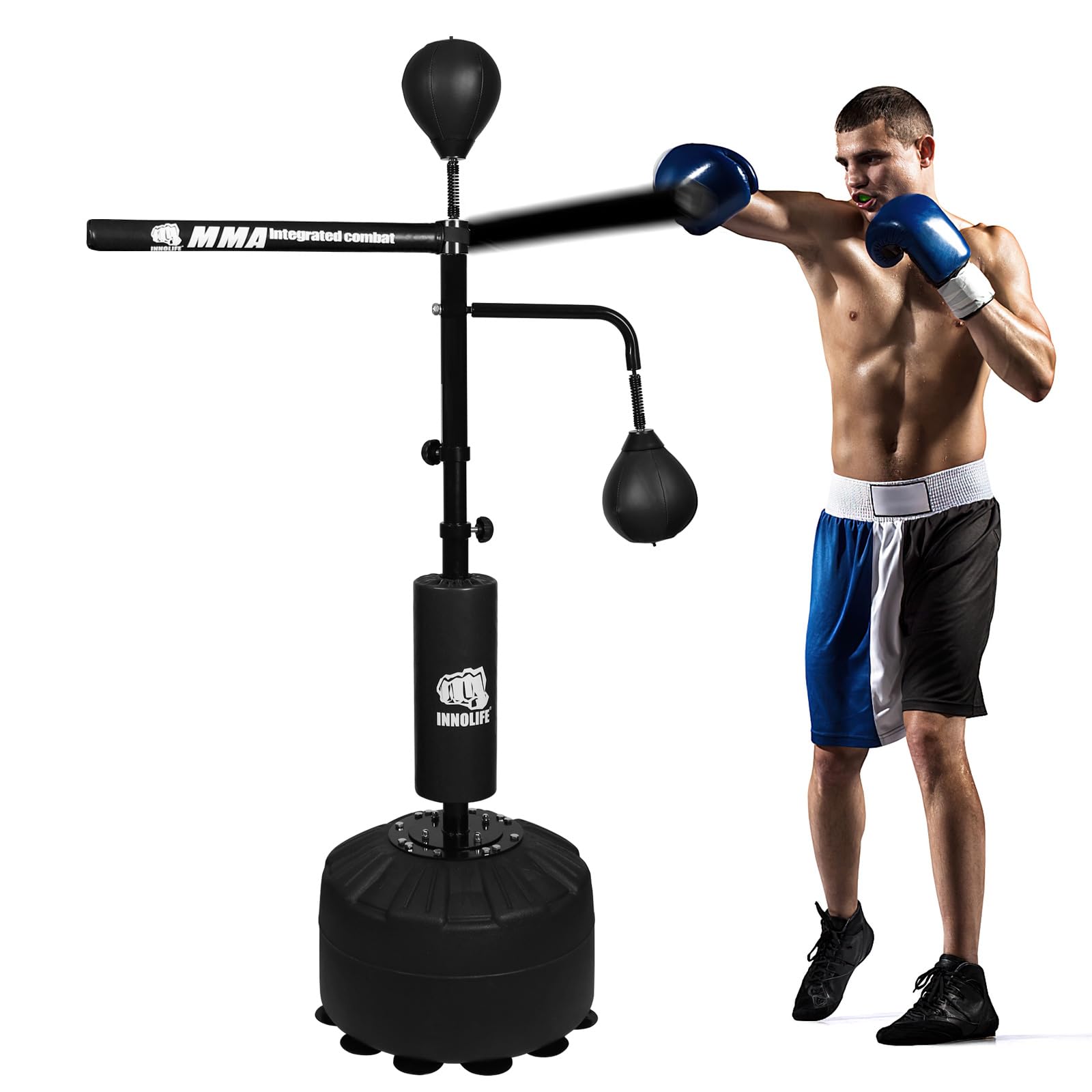 Boxing Speed Boxing bar Trainer - 82IN Boxing Ball with Reflex Bar, Punching Bag Spinning Bar, Adjustable, and Suitable for Adults & Kids. Two Balls Included for Versatile Workouts. ?Black?