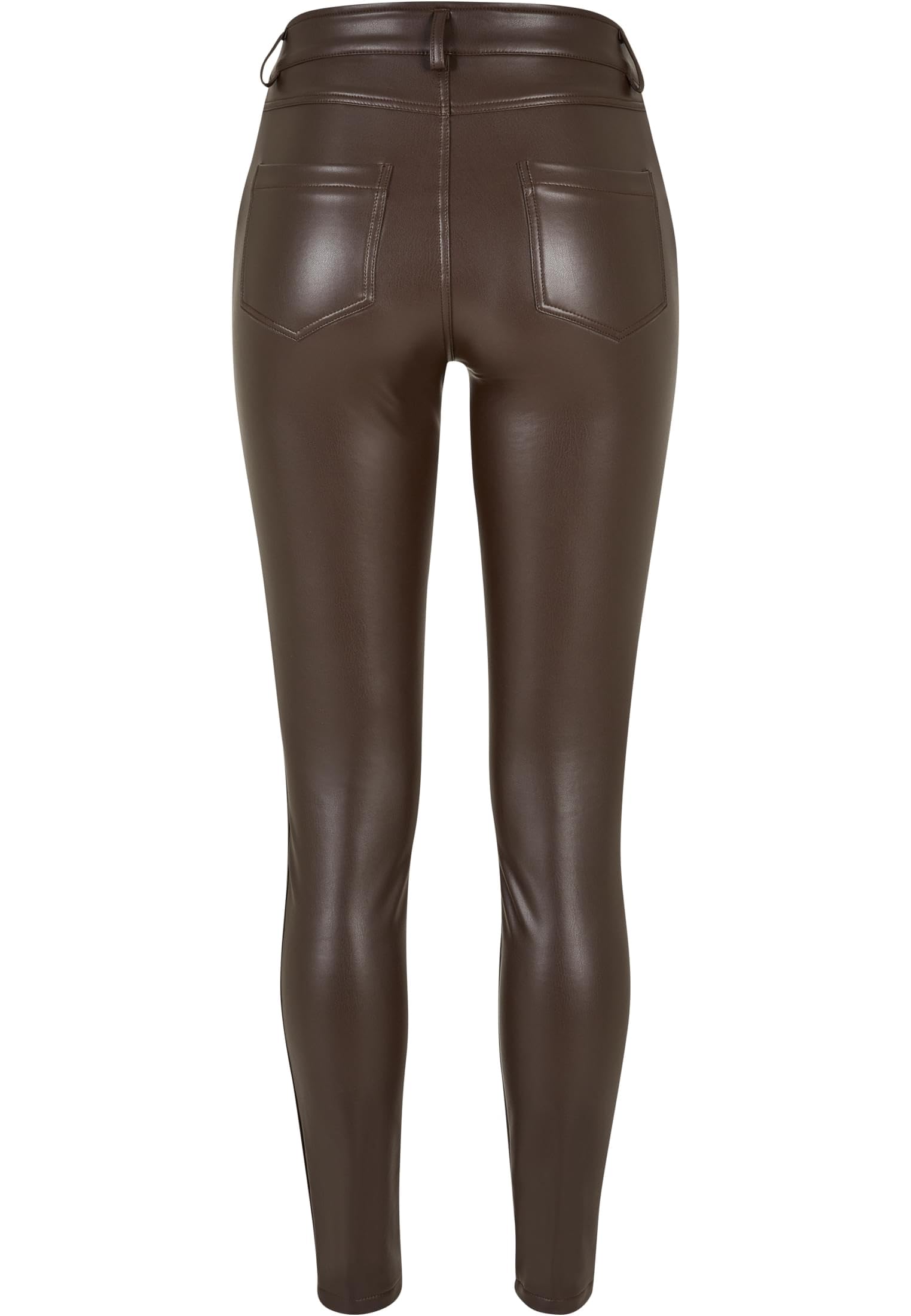 Urban Classics Ladies Mid Waist Synthetic Leather Pants - Spodnie Kobiety