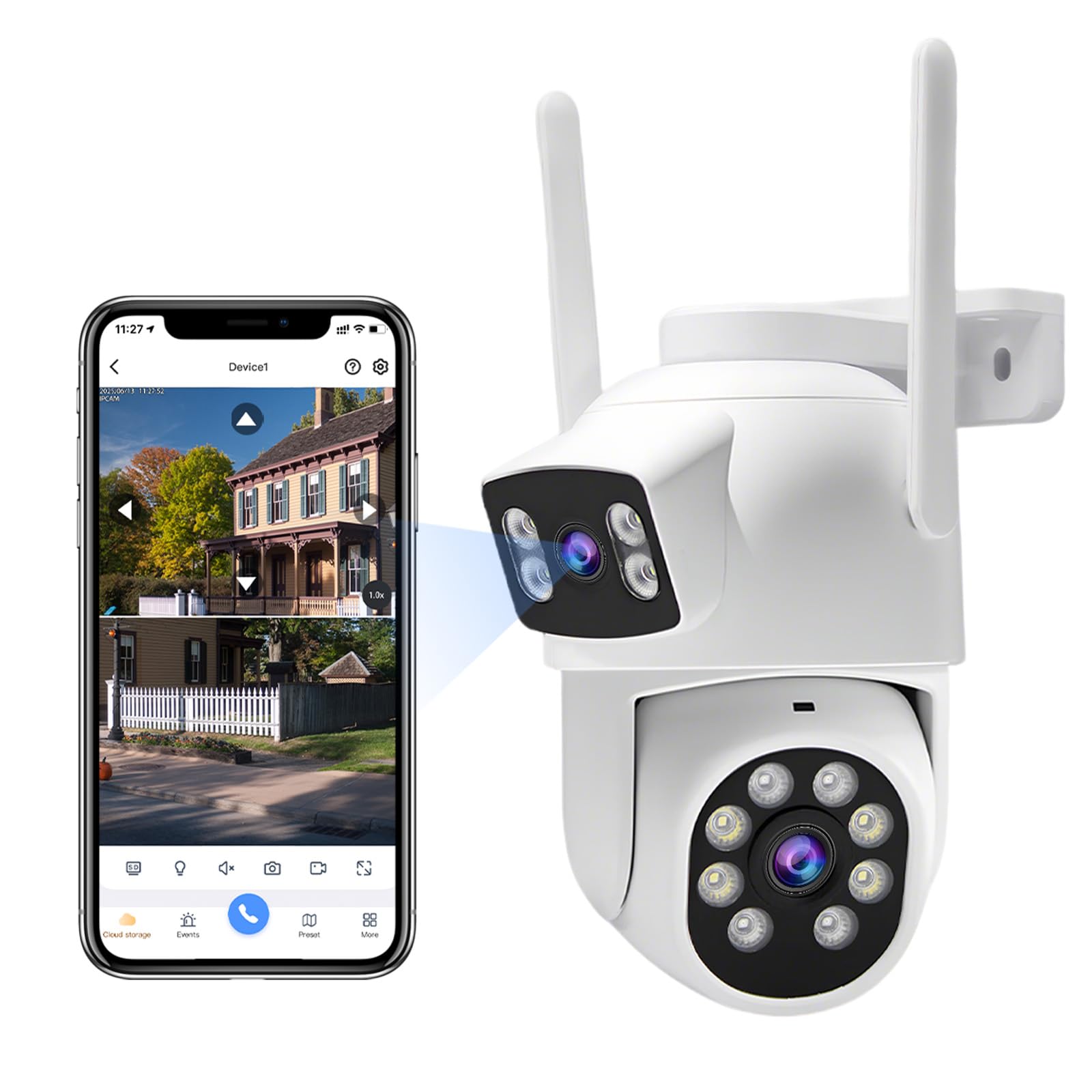 Dual-Lens Security Camera Wireless Outdoor/Indoor for Home