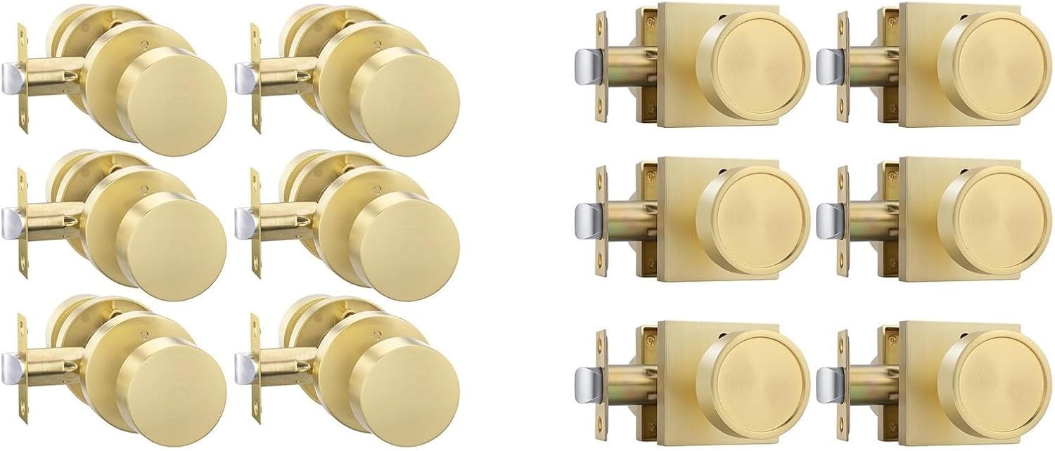 goldenwarm 12 Pack Gold Privacy Door Knobs