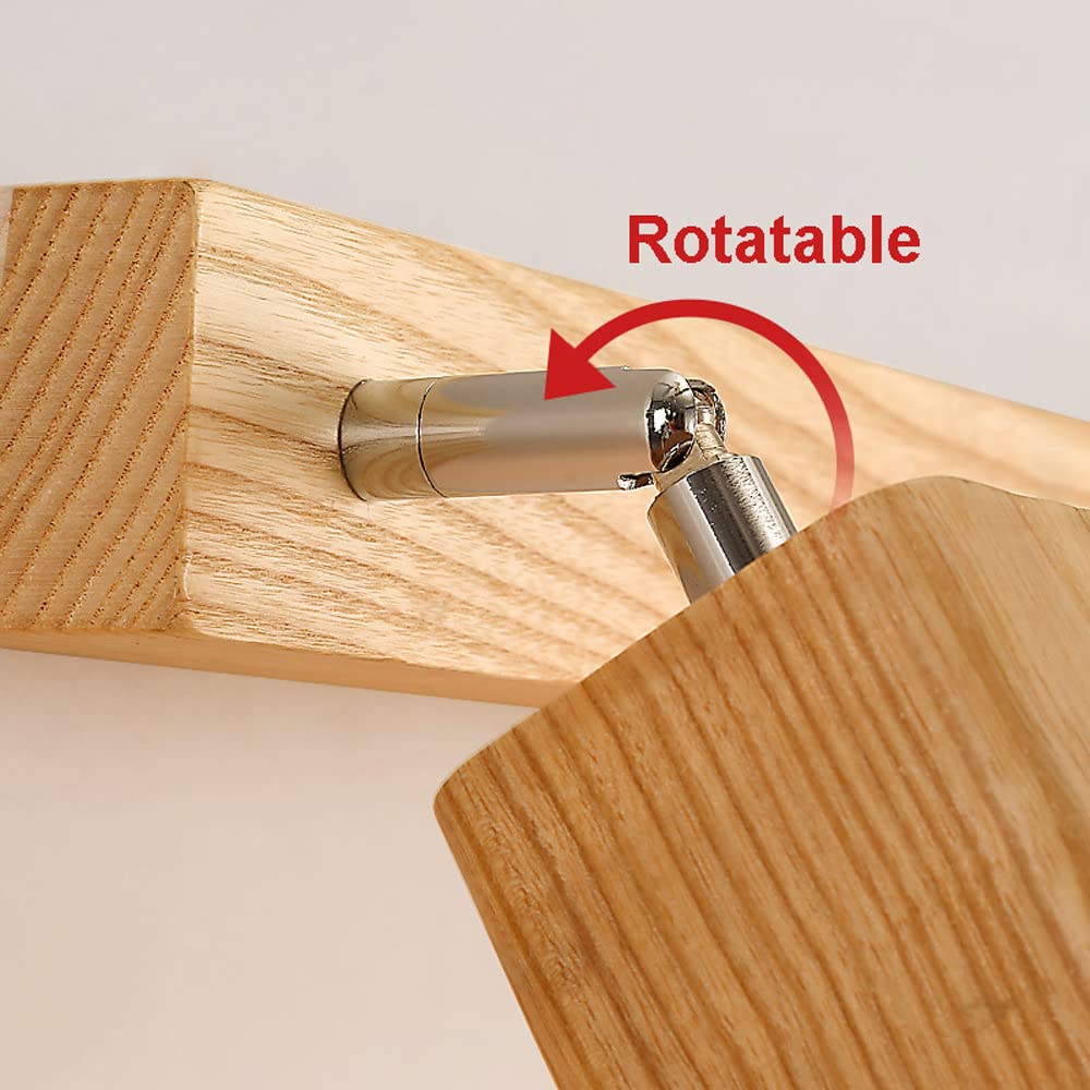 Jadssox Luz de Tocador de Madera, Espejo Ajustable, Lámpara Frontal, Accesorio de Iluminación de Maquillaje Moderno, Luces Giratorias para Espejo de Baño, Apliques de Pared de Imagen