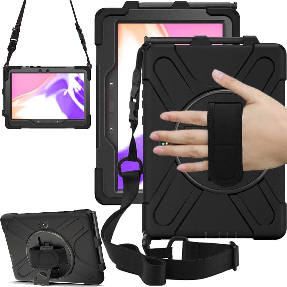 TECHGEAR X Case Compatible with Samsung Galaxy Tab Active Pro 4 2022, Active Pro 10.1 2019 (SM-T540/T545/T630/T636) Robust Shockproof Outdoor Protective Case with 360 Degree Swivel Stand, Hand