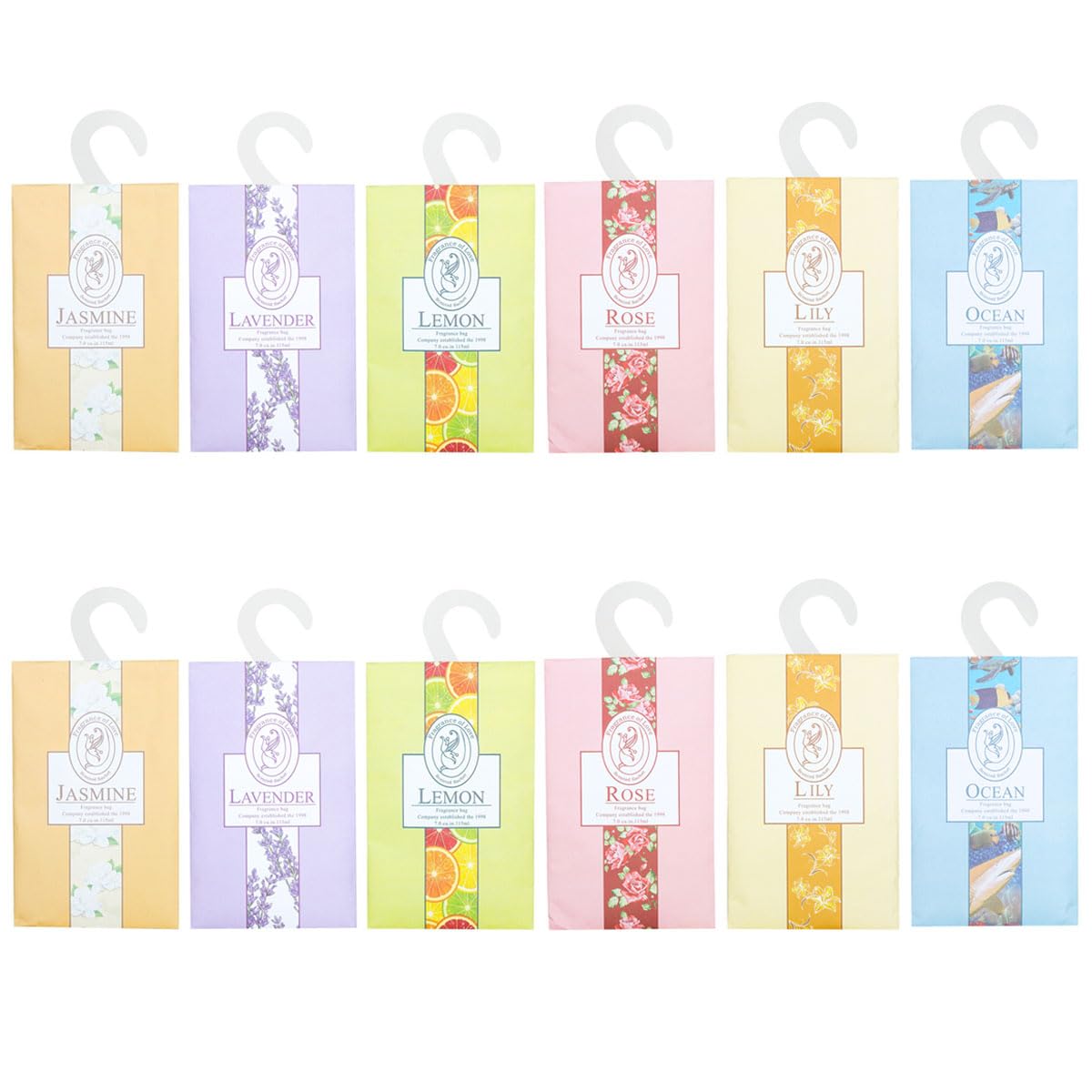 12 Pack Wardrobe Fresheners Wardrobe Sachet with Hanging Sachet Wardrobe Air Freshener Aromatherapy Bag for Closet Room Wardrobe Bathroom (Rose Jasmine Lavender Ocean Lily Lemon)