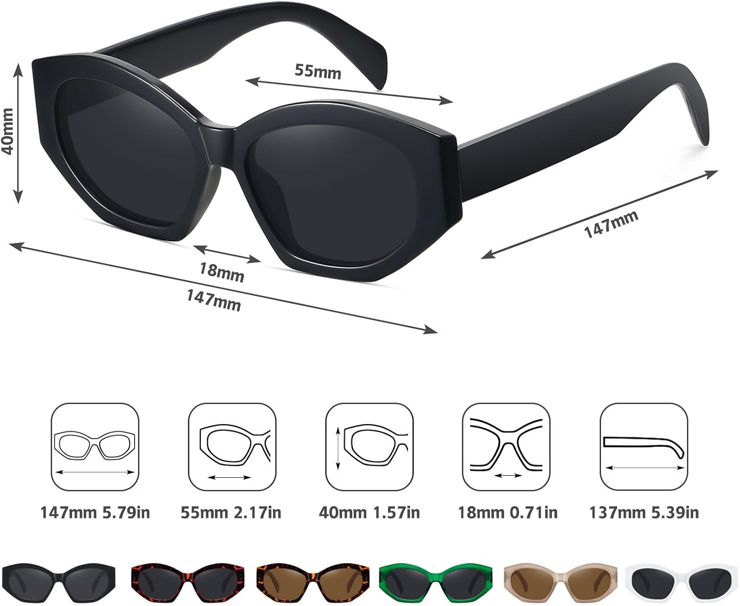 Hexagonal Polarized Sunglasses for Women Men Retro Trendy Designer Shades Sunglasses FZN815 - Image 4