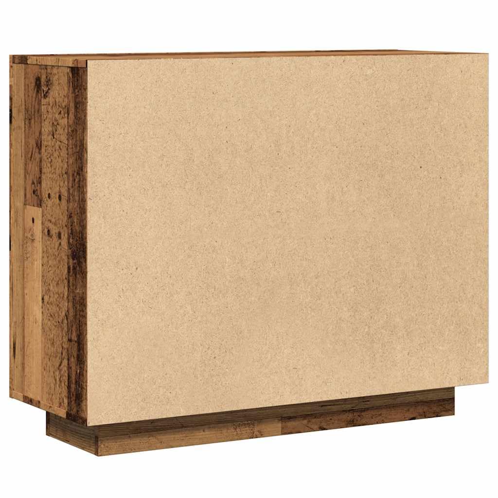 Kredens o wyglądzie starego drewna, 92 x 35 x 75 cm, materiał drewnopochodny, uniwersalna szafka z drzwiami i półkami, rustykalny design, do salonu, kuchni, przedpokoju