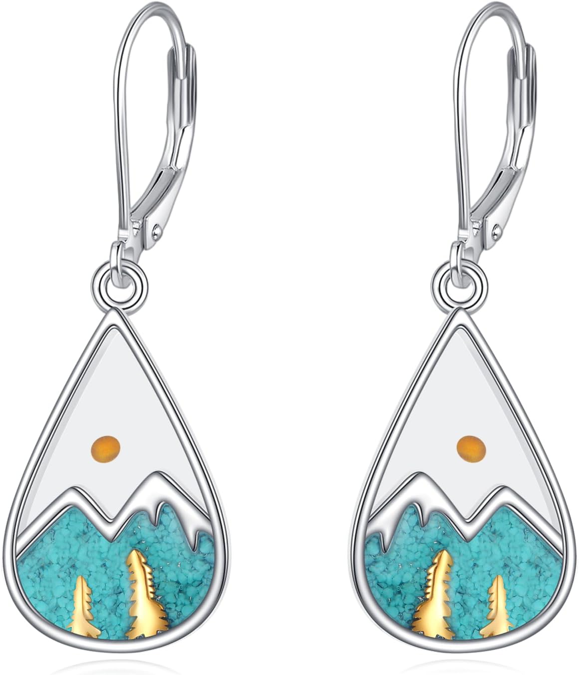 Mustard Seed Earrings for Women 925 Sterling Silver Mountain Dangle Earrings Turquoise Mustard Seed Jewelry Gifts for Mom