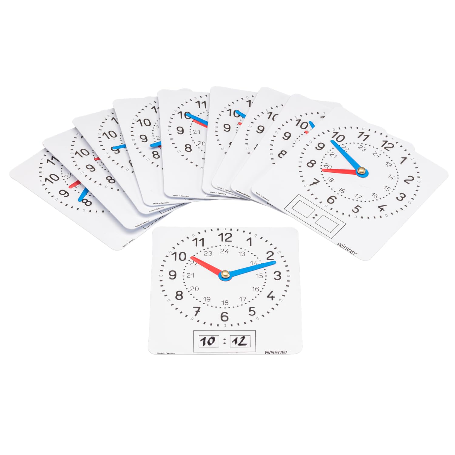WISSNER active learning Small Clocks White, 11 x 12 cm, Set of 10