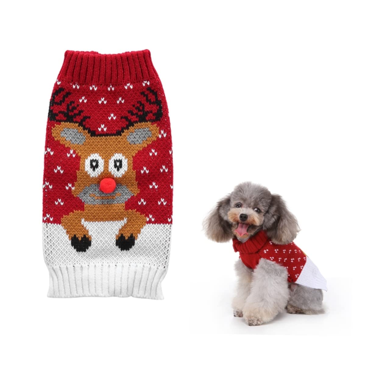 HMJGDHX 2 Pezzi Cucciolo Vestiti Invernali Caldi Maglione per Cani Adorabile Costume da Cervo per la Festa di Natale