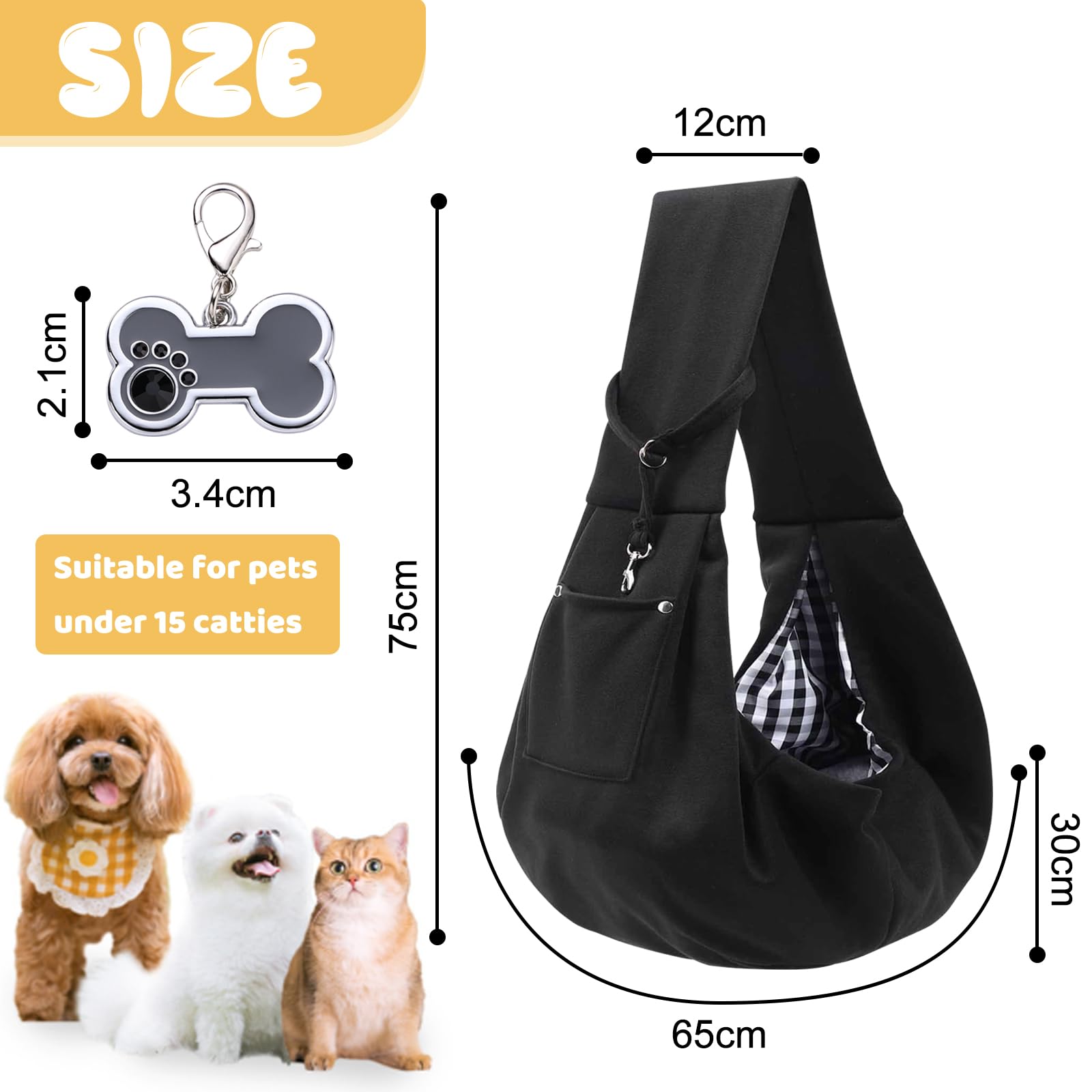 TYXHXTF Borsa da Viaggio per Cani, Regolabile Borsa Animali Domestici, Trasportino da Passeggio, Marsupio per Cani, Borsas Porta Cane, per Viaggio Passeggiata（Nero）