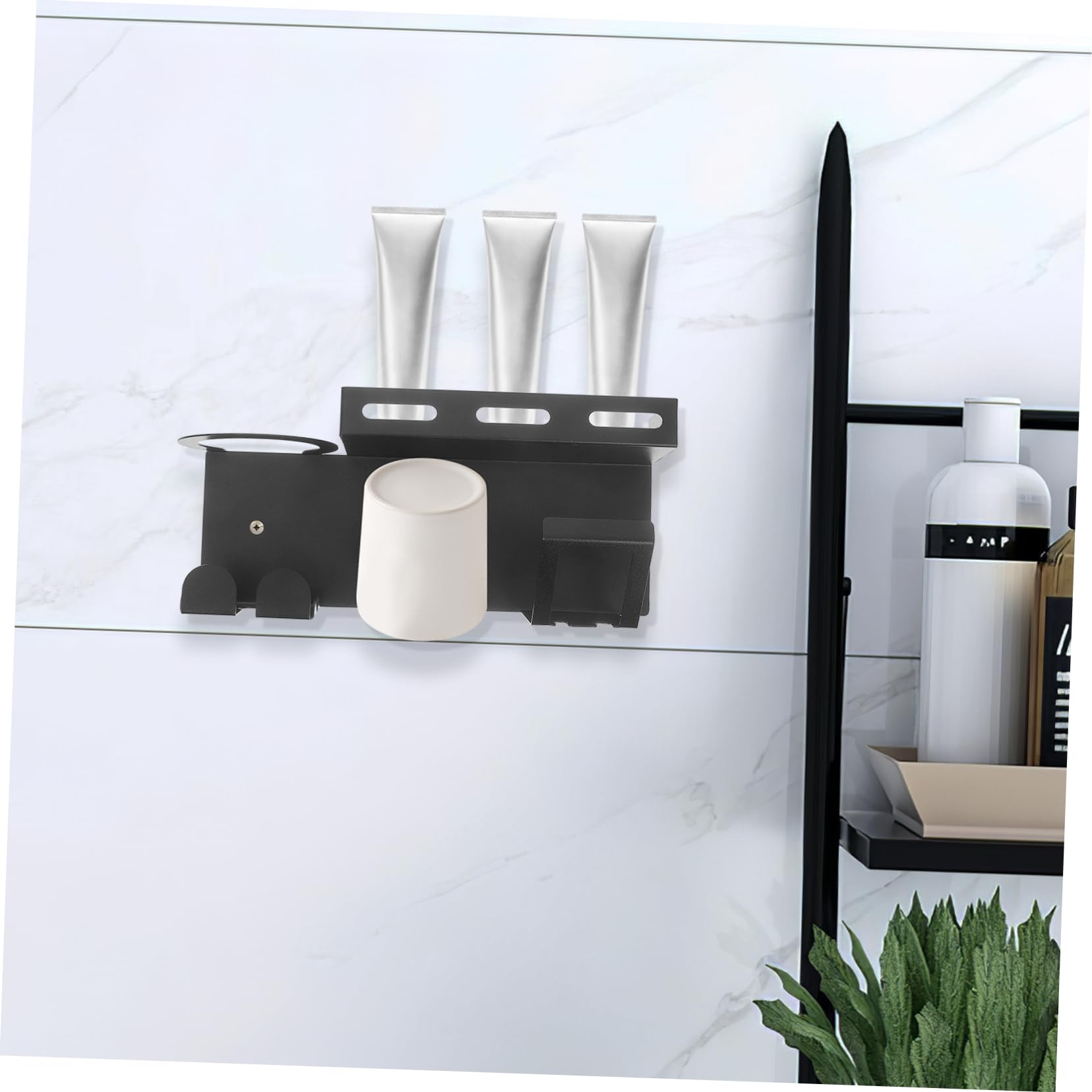 Portaspazzolino in Acciaio Diviso Per Dentifricio Supporto Da Bagno Multifunzionale Organizer Installazione