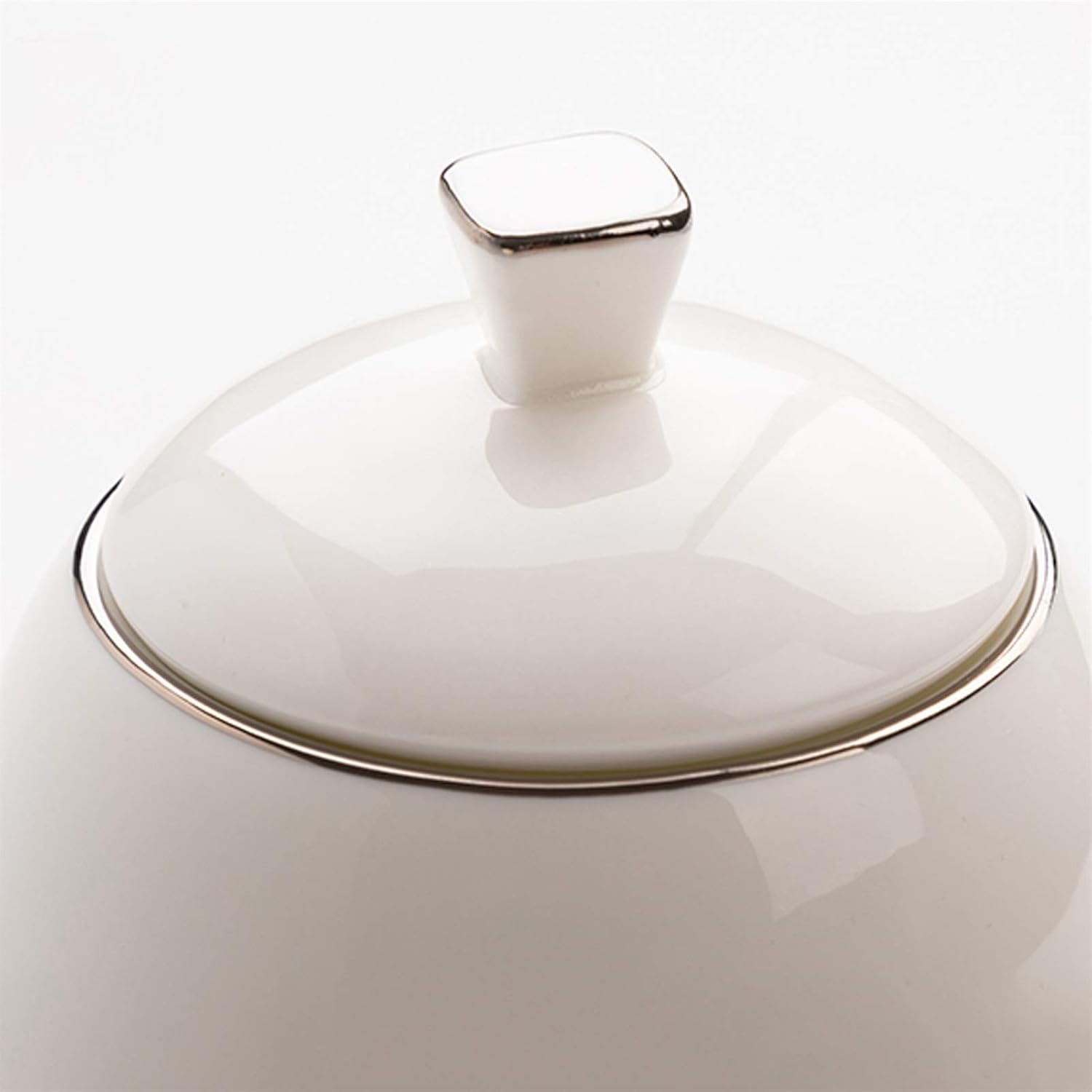 Sugar Bowl Ceramic Sugar Bowl Creative Simple Coffee Sugar Bowl with Lid White Sugar Bowl Storage Tank Large Capacity Sugar Bowl (White) Candy jar