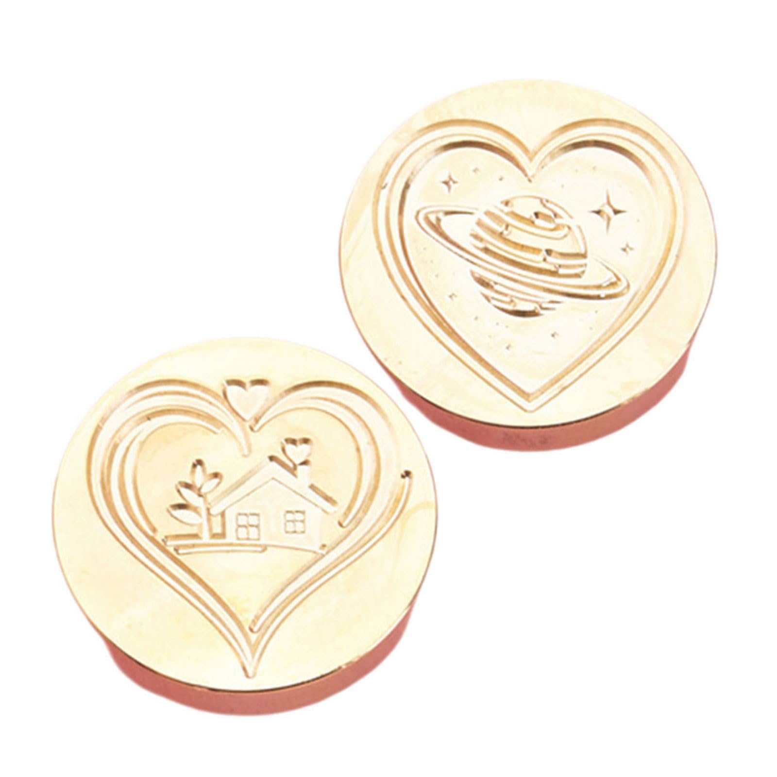 Nucelit 2Pcs Wedding Seal Stamp Head for Valentines Card Wedding Invitations, Appreciation Card, Wine Bottle, Embellishments Heart Seal Stamp
