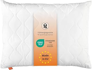 sleepling 190011 Basic 100 Pillows | Pillow | Ökotex | Washable up to 60 | Filling: Climate fiber, refillable, allergic pillow, long sleeping pillow 70 x 90, washable, made in the EU, OEKO-TEX