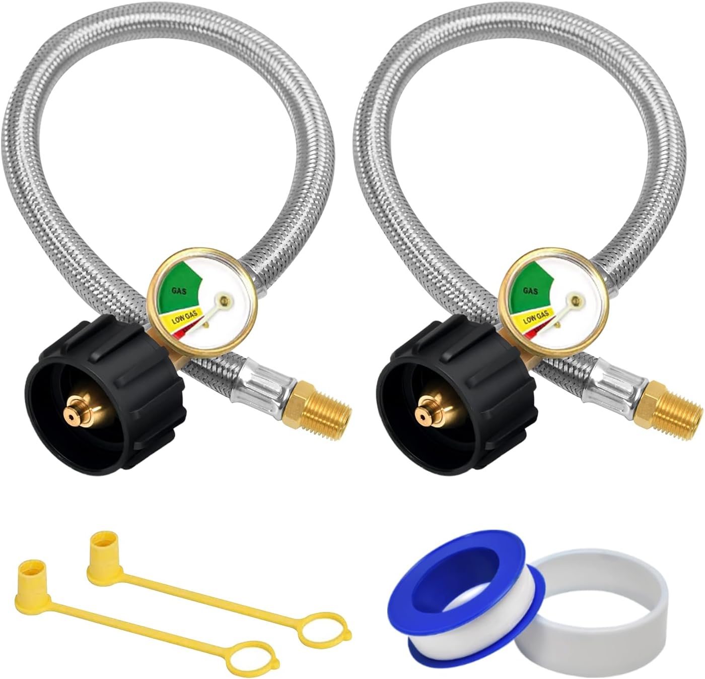 ABYDA 12 Inch RV Propane Hoses with Gauge 2 Pack