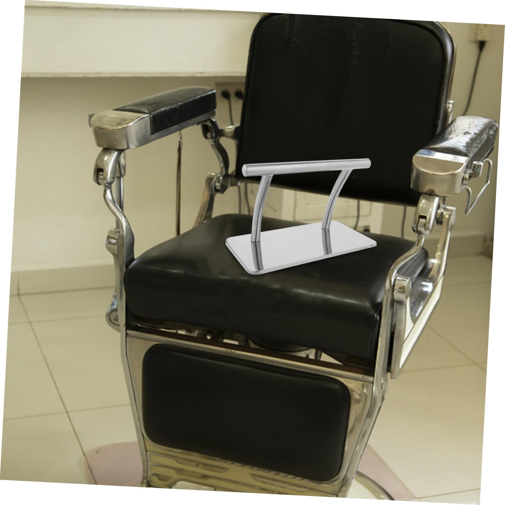 Poggiapiedi Supporto Stabile e Professionale in Metallo Argento per Sedia Parrucchiere per Salone di Bellezza Salon