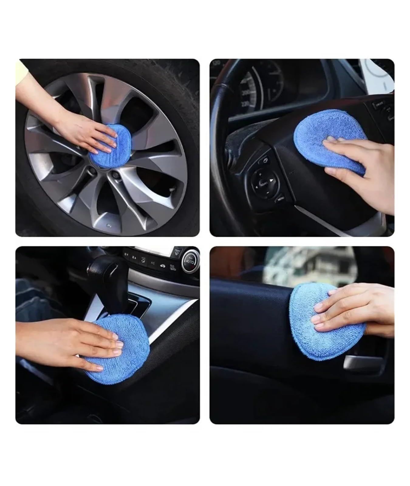 Genérico Almohadillas aplicadoras detalladas de Coches, Esponja Pulido y Encerado for el Cuidado del Coche, Bolsa Redonda Microfibra Suave, Espuma, Herramientas Limpieza(10pcs Grey)