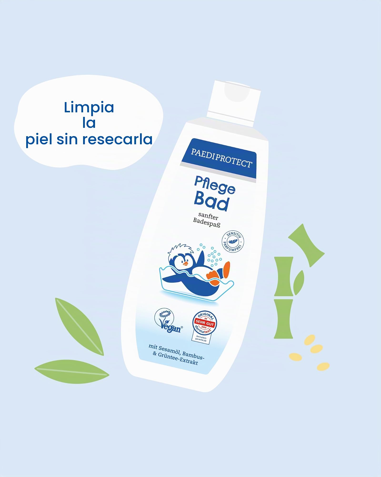 PAEDIPROTECT Hello Baby Set, set de cuidado para recién nacidos y niños, 5 piezas de equipamiento inicial para el nacimiento, desde aceite nutritivo para bebés hasta aditivos de baño suaves, sin