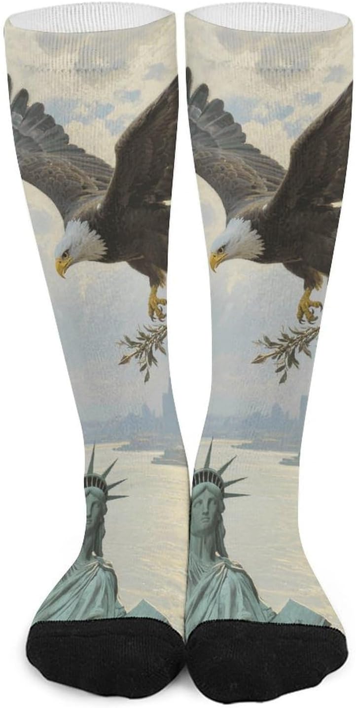 Patriotic American Eagle Knee High Soccer Socks Moisture Wicking