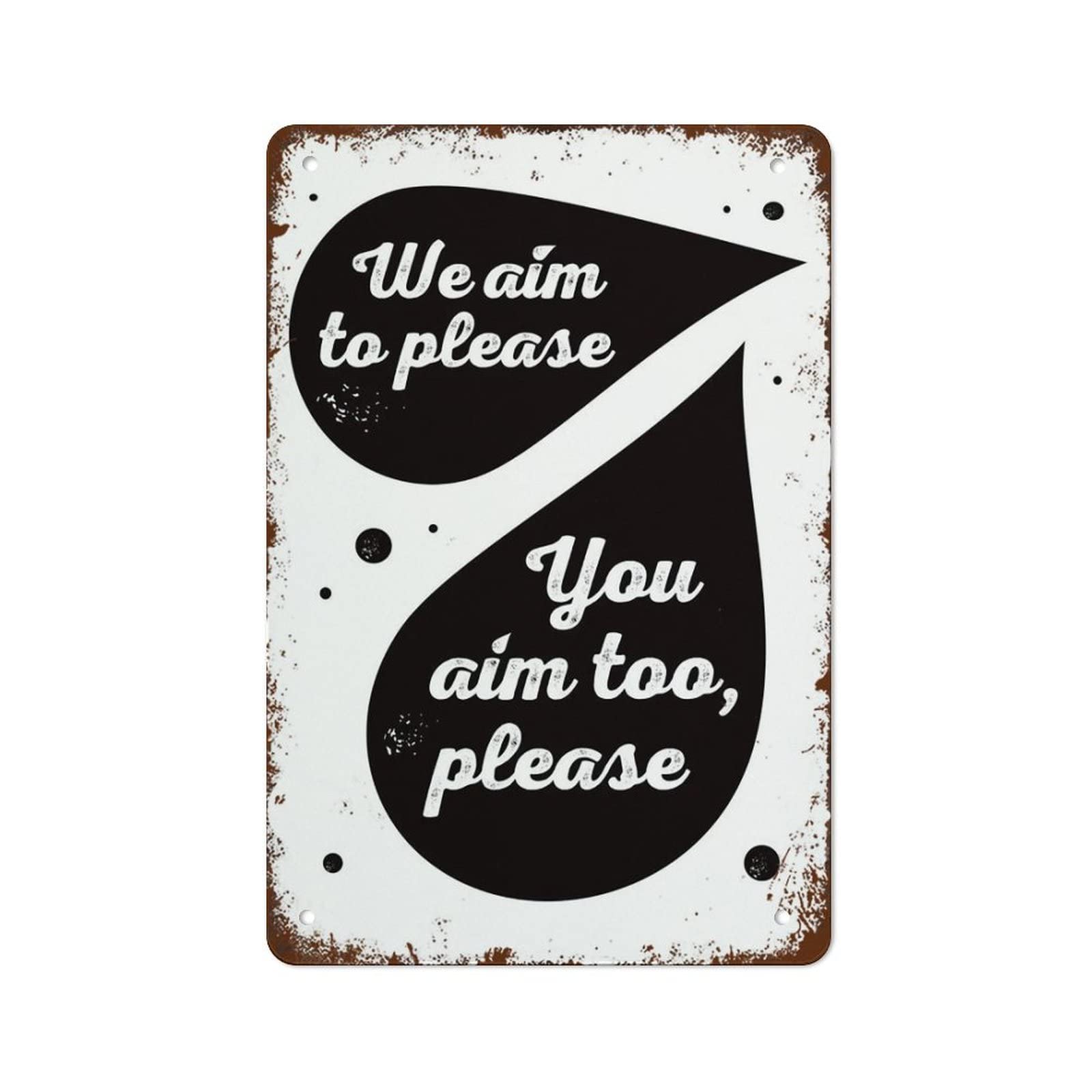 Pibonto Wall Art We Aim To Please Funny Bathroom Metal Tin Sign Toilet Funny Sign Restroom Signs Toilet Sign Water Closet Print 8X5.5 Inch