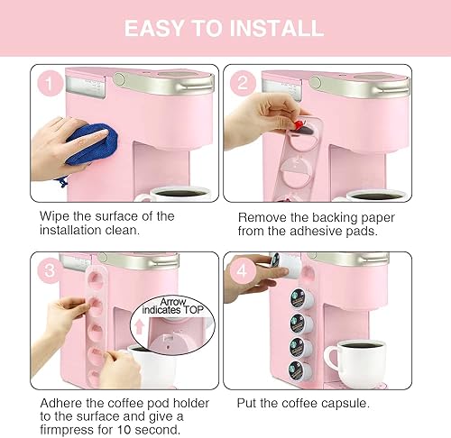 Miniatura 2 de Soporte para cápsulas de café K Cup, organizador de almacenamiento lateral y boca arriba, perfecto para mostradores pequeños (rosa, paquete de 3