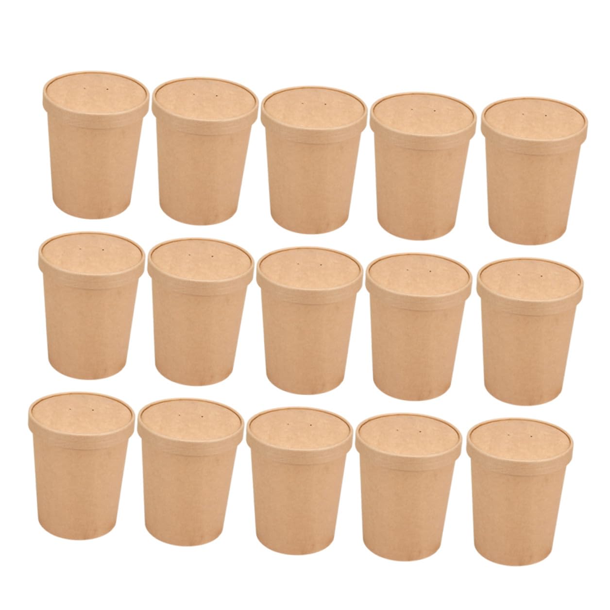 50 Pezzi Bicchiere per Zuppa Usa e Getta in Carta Kraft da 12 Oz con Coperchio, Superficie Liscia per Etichettatura, Resistente a Perdite e Rotture, per Yogurt e Cereali
