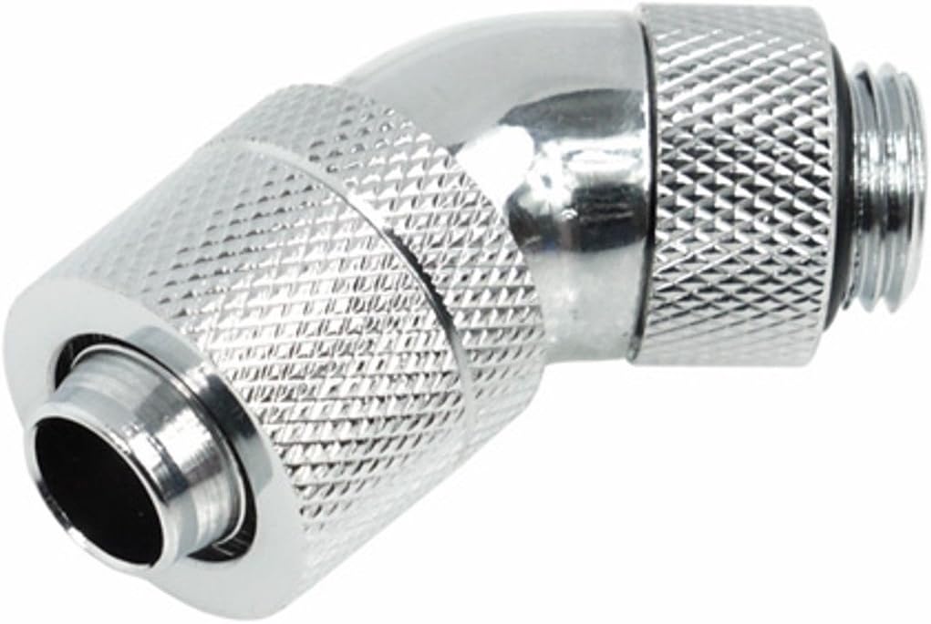 AlphacoolHF Anschluss 45 Grad G1/4 Zoll AG auf 13/10mm - drehbar, chrome silber