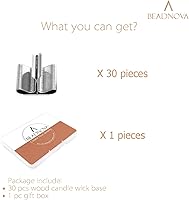 Vista 3 de BEADNOVA Pestañas de mecha de madera para velas, 30 pestañas de sostenedor de mecha de madera para fabricación de velas y bricolaje (0.6 pulgadas)