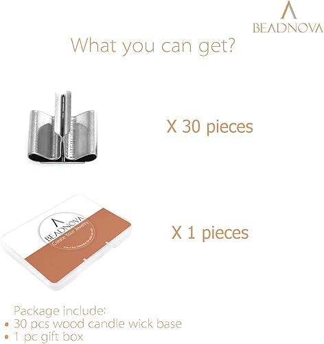 Miniatura 3 de BEADNOVA Pestañas de mecha de madera para velas, 30 pestañas de sostenedor de mecha de madera para fabricación de velas y bricolaje (0.6 pulgadas)