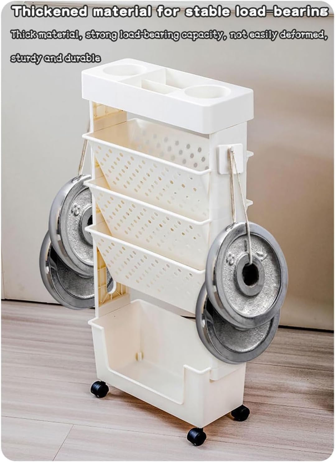 5 Tier Rolling Bookshelf Unit with Magazine Rack and File Cart White Multipurpose Utility Cart with Wheels for Home Or Office(White)