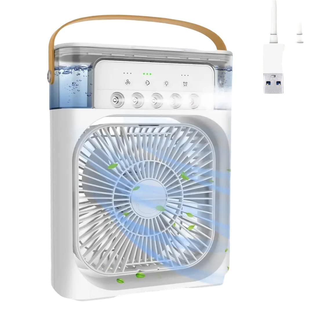 Portable Air Cooler Fan with Mist, USB Powered, Water Tank, 3 Speed Settings, Air Cooler Fan with Water Tank & USB Power, Mini Personal Cooler with 3 Speeds for Home, Office-image-14