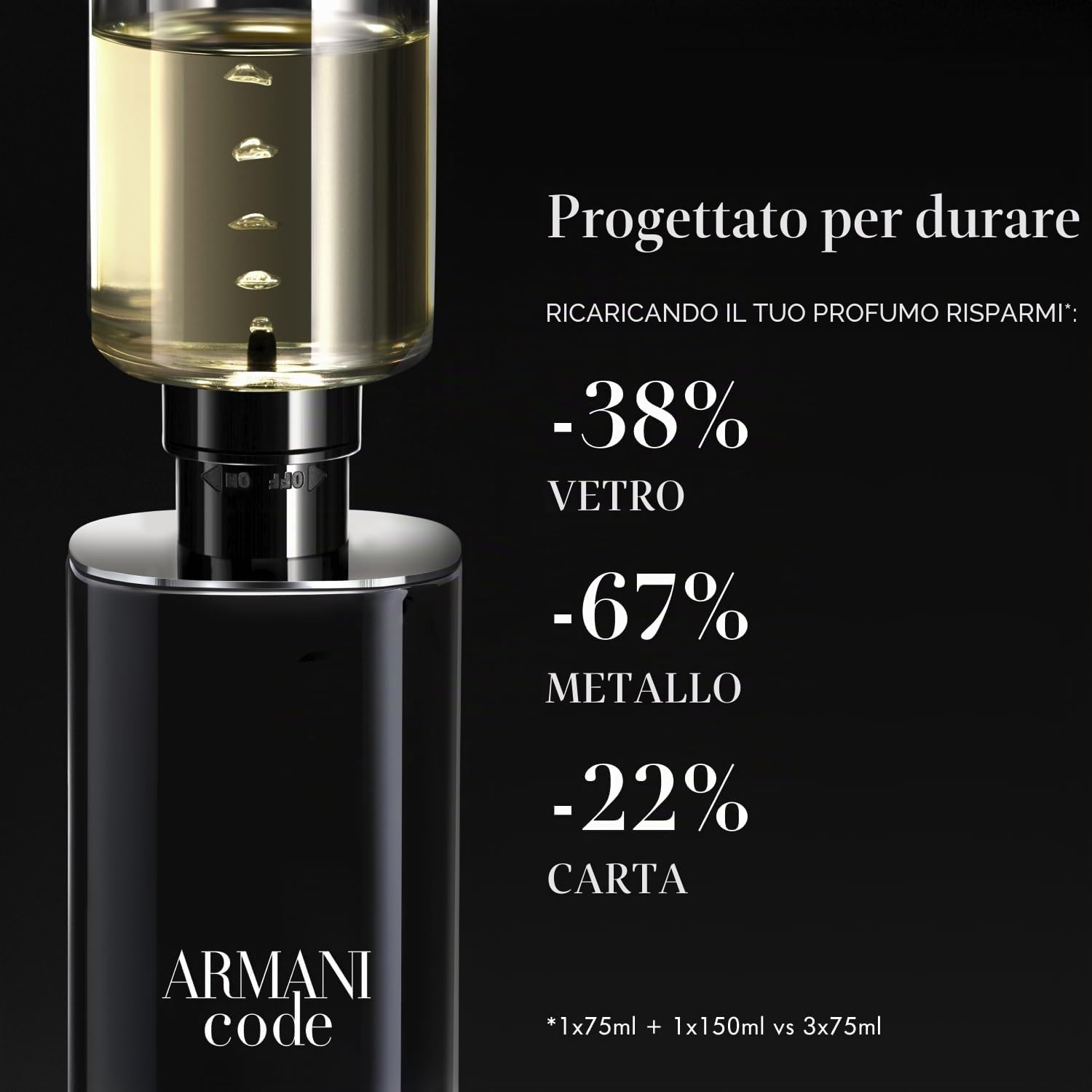 Armani Code Pour Homme Edt, eau de toilette dalla freschezza leggera, perfetta per chi preferisce note leggere e fresche, flacone da 75 ml pensato per accompagnare i gesti di benessere di ogni giorno