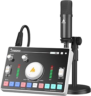 MAONO Streaming Audio Mixer, Audio Interface and XLR Condenser Microphone with Pro-preamp, Bluetooth, 48V Phantom Power for Live Streaming, Podcast Recording MaonoCaster AMC2A NEO White
