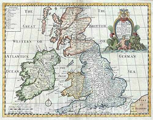 wall map of the british isles - Historic Map : The British Isles England, Wales, Scotland and Ireland, Wells, 1712, Vintage Wall Décor : 36in x 28in
