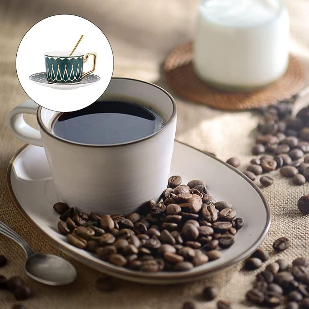 ヨーロピアンスタイルのコーヒーカップとソーサー、スプーン付き、ロイヤルティーカップ、セラミックコーヒーカップ、レトロフラワーティーカ