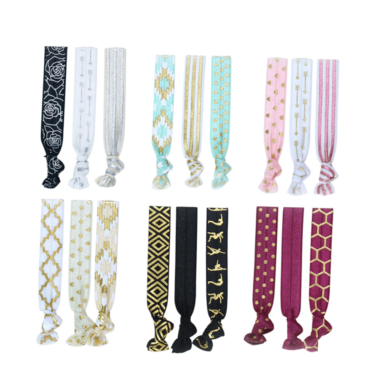 Abaodam 54pezzi Elastici Per Raso Senza Crease Di Accessori Per Coda Di Cavallo Vari Colori e Pattern Per Donne e Ragazze Perfetti Per Sport Feste e Uso Quotidiano