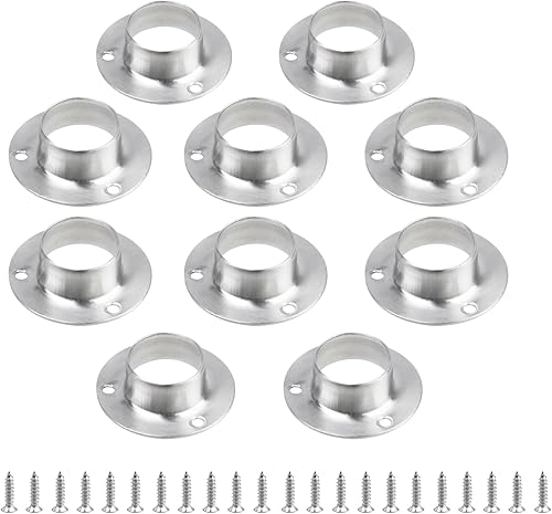 Geesatis Soporte de brida para barra de tubería, soporte de montaje de techo, brida de varilla de acero inoxidable, con tornillos, diámetro de