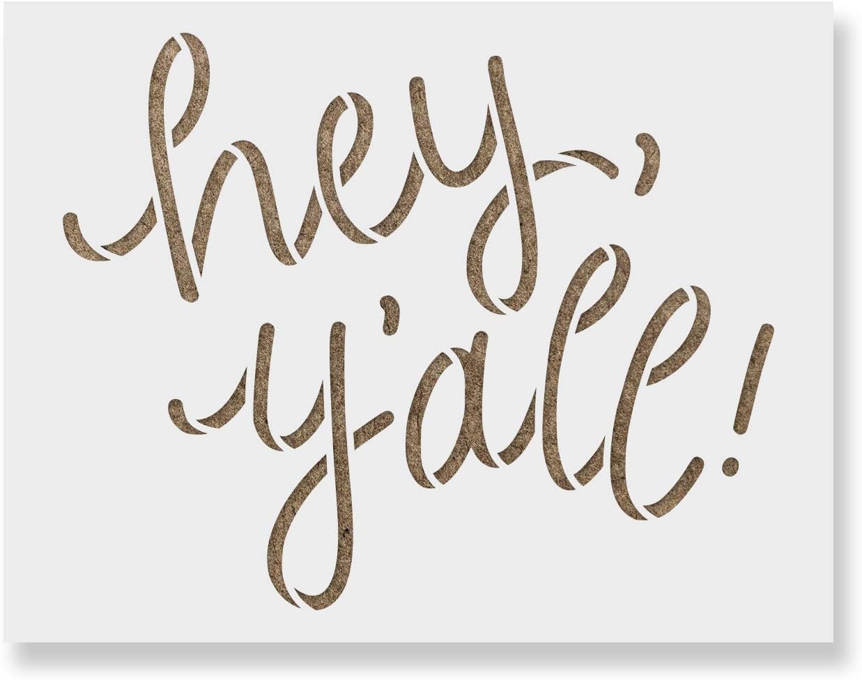 Hey Y'all Stencil - Decor Stencil, Country Stencil, Welcome Stencil, Hey Stencil, Southern Stencil