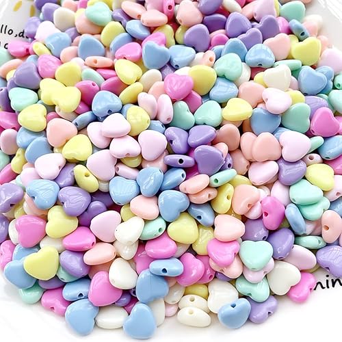Cuentas de corazón de colores mixtos, cuentas de colores dulces, cuentas de agujero grande, cuentas acrílicas multicolor para trenzar el cabello,