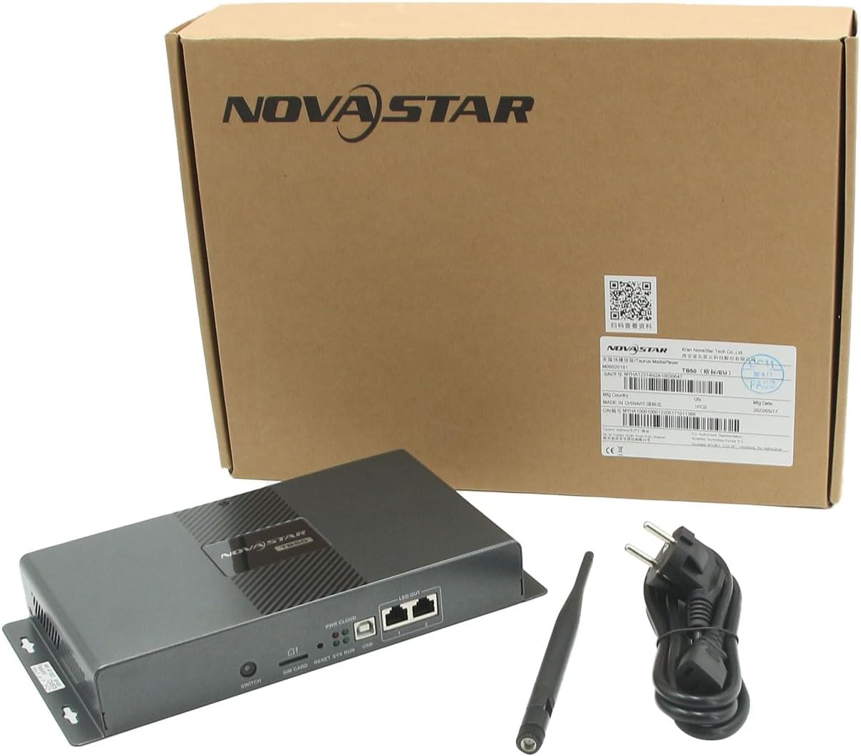 Novastar TB50 and accessories in its retail box
