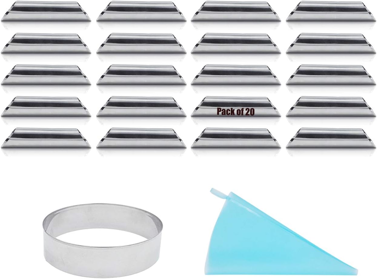 Cannoli Forms Pastry Roll Molds,Stainless Steel Cannoli Tubes,Pack of 20 [Free Pastry Bag and Round Cookie Cutter as Bonus]