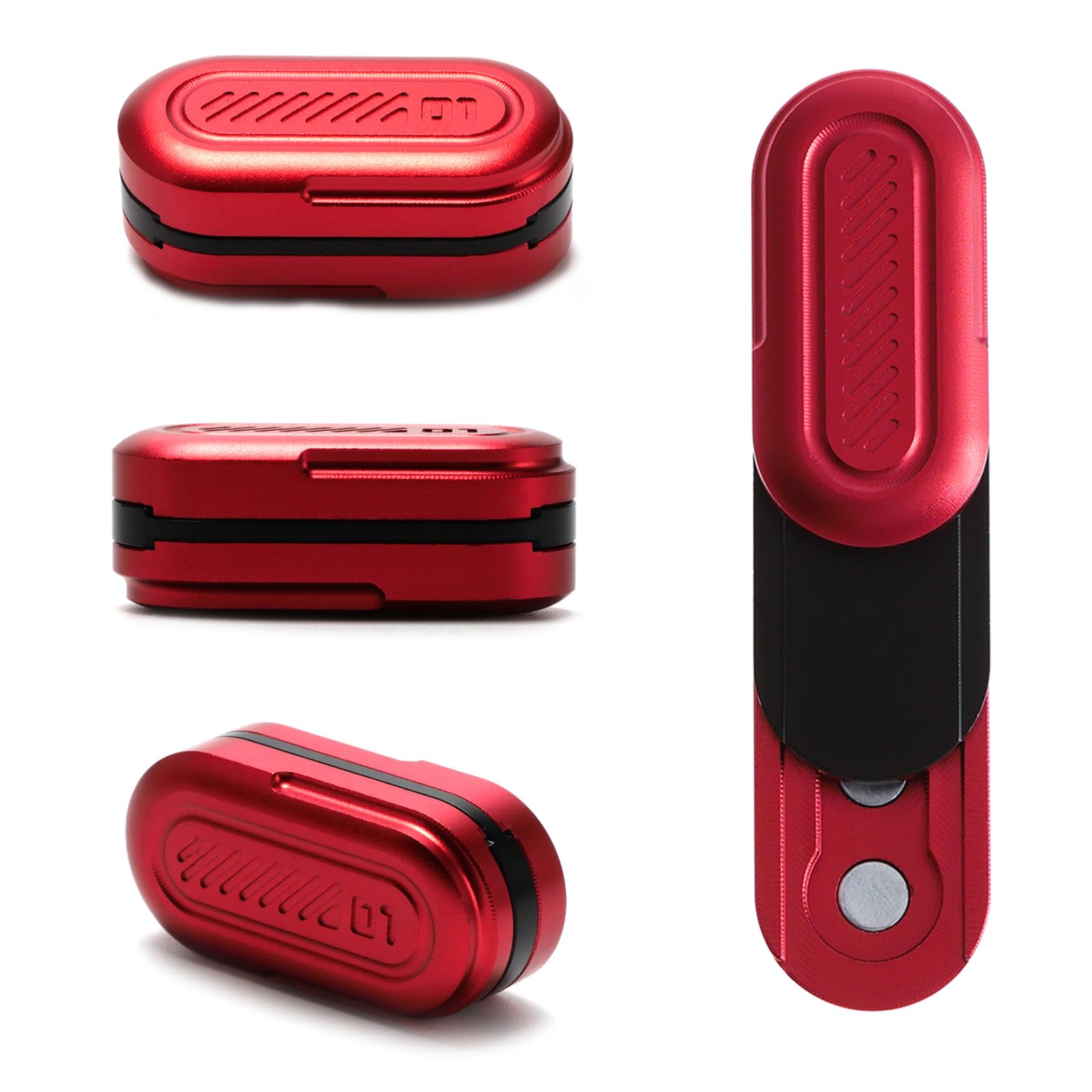 Mini Fidget Slider, Metal Card Fidget Slider Fidget Keychain Fidget Toy Adult Anxiety Anti Stress (Red)