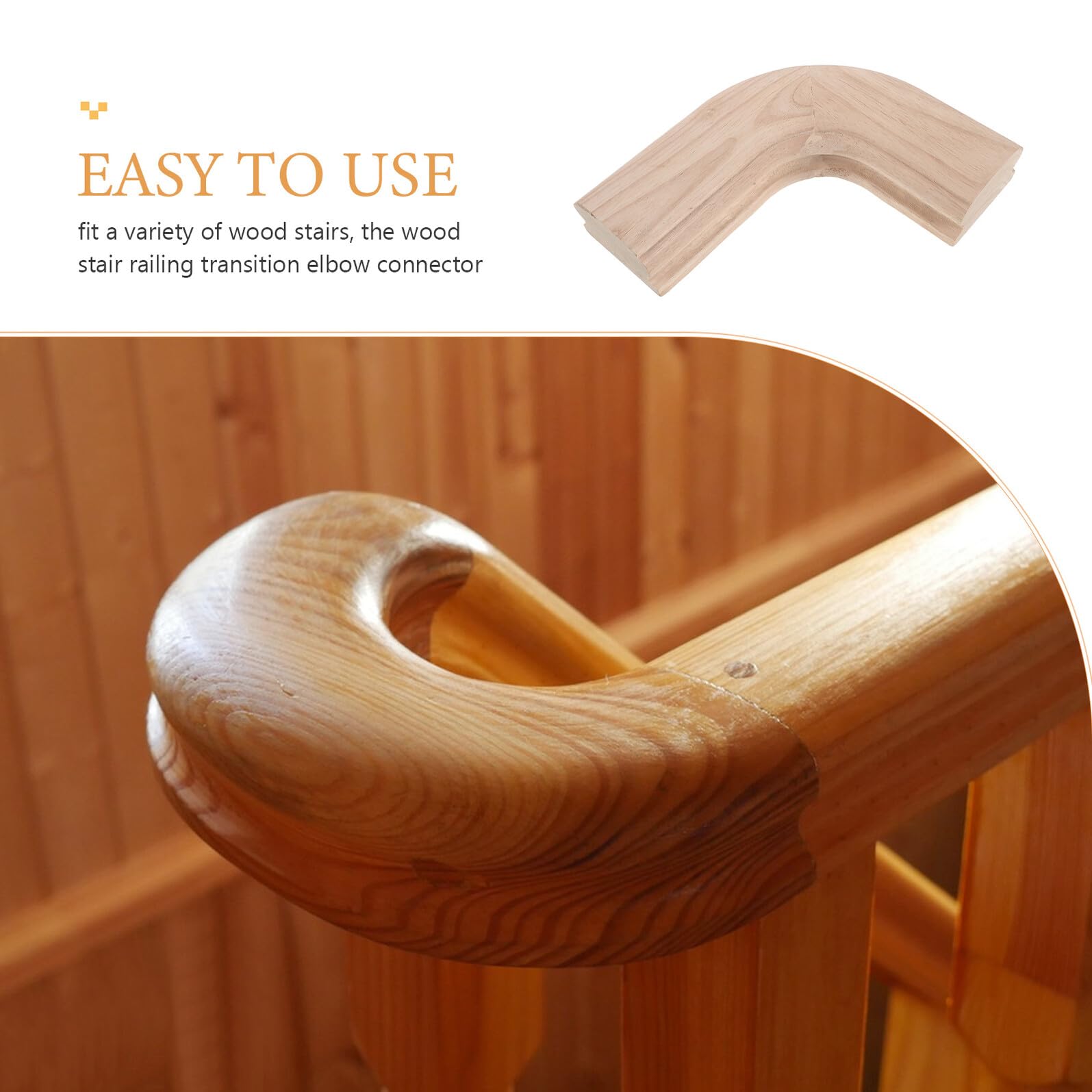 Gomito Corrimano Scale in Legno Beige, Raccordo Curvo